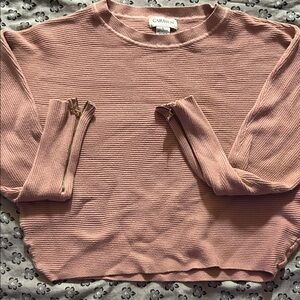 Carmen Marc Valvo Pink Crew Neck Sweater